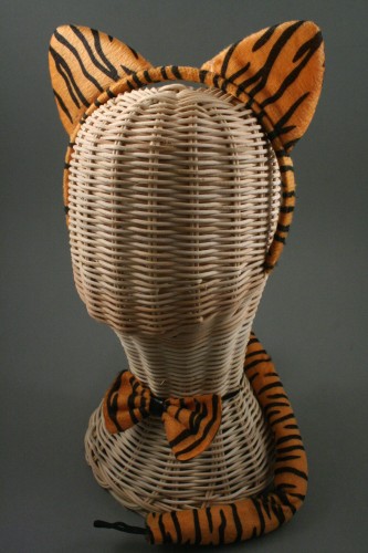Tiger Dress Up Set with Aliceband, Elastic Bow and Tail. Aliceband Small Approx 10cm x 13cm.
