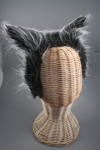 Grey and Black Faux Fur Fabric Werewolf Ears Aliceband
