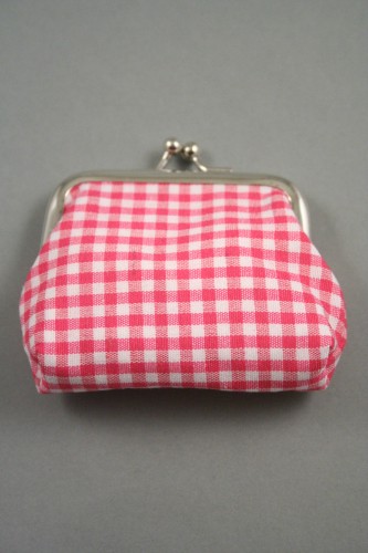 Gingham Check Fabric Coin Purse with Ball Snap Clasp. In Red, Pink, Blue, Yellow, Royal Blue and Black. Approx Size 8cm x 5cm