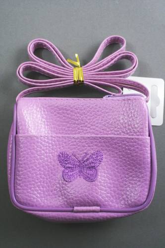Bright Coloured Purse/Handbag with Embroidered Butterfly Motif. In 3 Colours